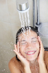 Shower woman washing face - 45685781