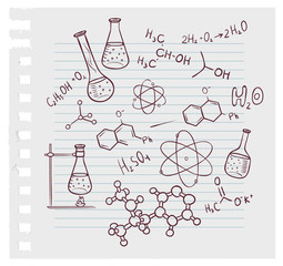 Hand draw chemistry on background - 45686744