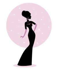 Woman silhouette in dress