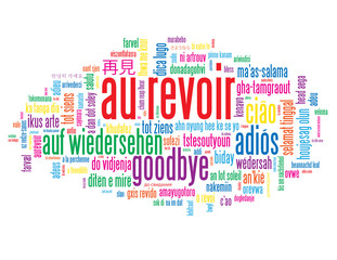 Nuage de Tags "AU REVOIR" (adieux salut bon voyage bonne chance) © Web Buttons Inc