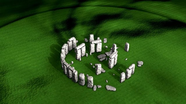 Artist recreation of Stonehenge ruin. 