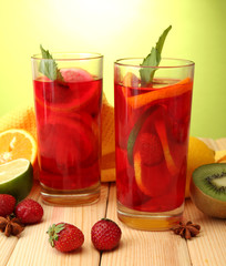 sangria in glasses with fruits,
