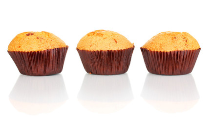 Fresh muffins isolated on white