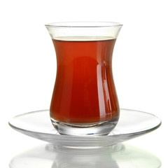 glass of Turkish tea, isolated on white