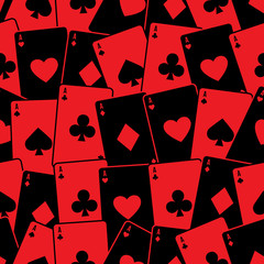 Playing cards seamless background pattern. Vector illustration.