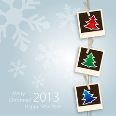 greeting card with three polaroid photo frame