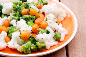 steamed vegetables,broccoli,carrot and cauliflower