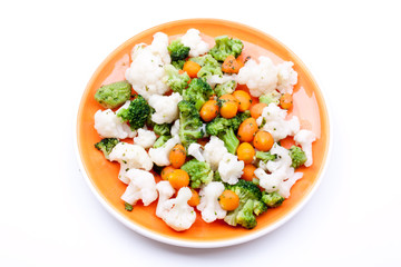 steamed vegetables,broccoli,carrot and cauliflower
