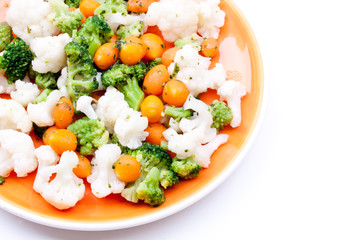 steamed vegetables,broccoli,carrot and cauliflower