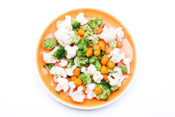 steamed vegetables,broccoli,carrot and cauliflower