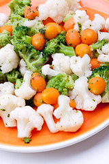 steamed vegetables,broccoli,carrot and cauliflower