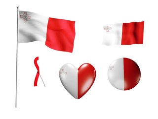 The Malta flag - set of icons and flags