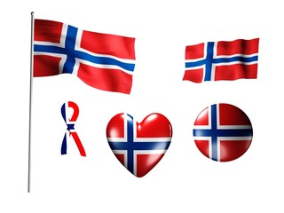 The Norway flag - set of icons and flags