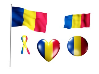 The Romania flag - set of icons and flags