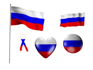 The Russia flag - set of icons and flags