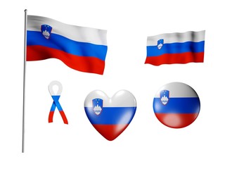 Fototapeta premium The Slovenia flag - set of icons and flags