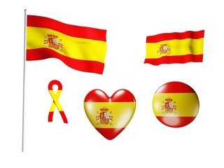 The Spain flag - set of icons and flags
