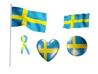 The Sweden flag - set of icons and flags