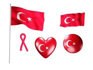 The Turkey flag - set of icons and flags