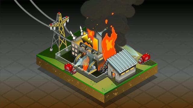 isometric disaster of coal plant fire