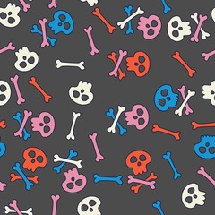 Cute seamless pattern with skulls