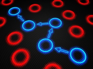 3d concept of network with glowing circles