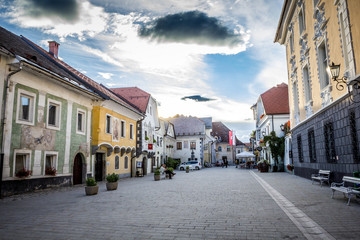Fototapeta na wymiar Radovljica's main square, Slovenia.