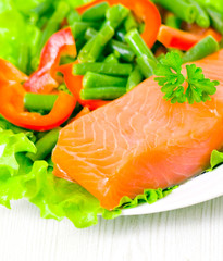 fresh smoked salmon fillet with vegetables