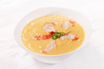 pumpkin soup with shrimps