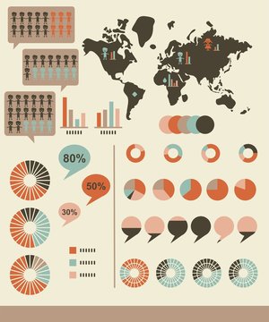 infographics charts with world map
