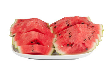 sliced ​​watermelon on a large plate