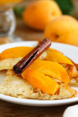 French toast with galzed apricots and cinnamon