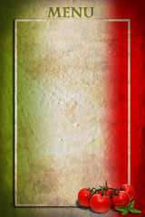 Italian flag with tomatoes and frame