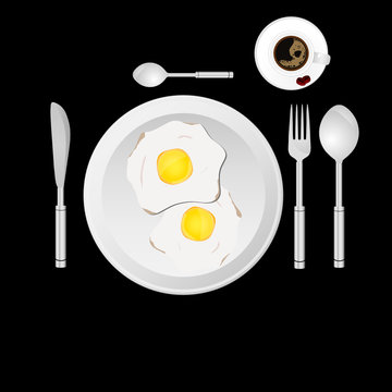 egg and cup of coffee vector illustration
