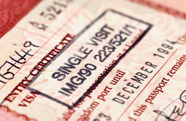 British visa stamp in passport