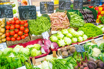 Fruits and vegetables at the market stall