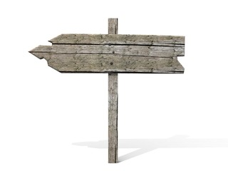 old wooden billboard. isolated on white.