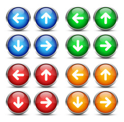 Vetor Pfeil Button Set - blau, grün, rot, orange