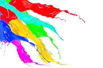 Colored paint splashes isolated on white background 