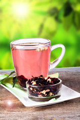 Cup of tea on a beautiful background 