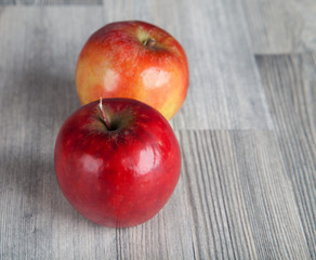 Fresh apples on wooden table 