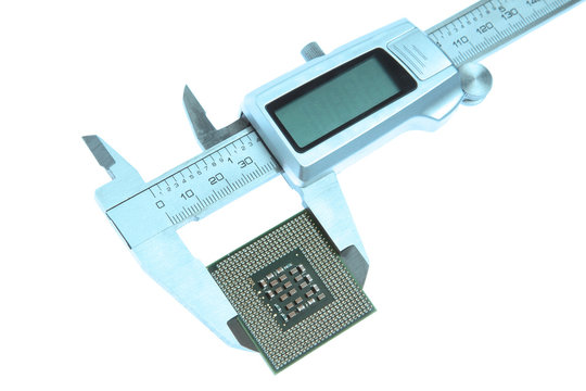 Vernier trammel  measures the CPU. On a white background.