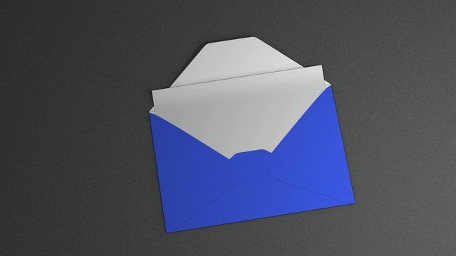 Envelope opening with blank paper pull out.