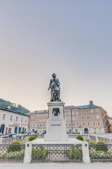 Mozart statue on Mozart Square (Mozartplatz) at Salzburg, Austri