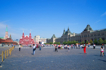 Tourists walking on Red Square in Moscow, Russia