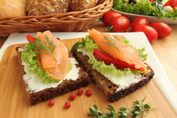 Fresh salmon sandwiches