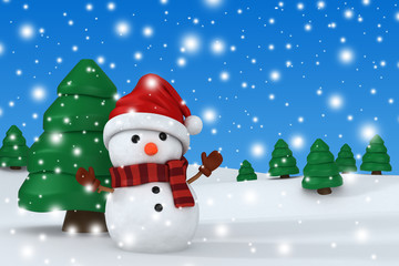 3d render of a snowman