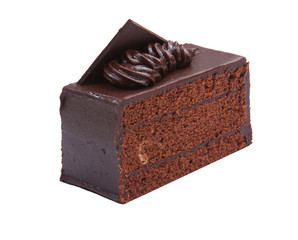 sweet chocolated cake isolated on white