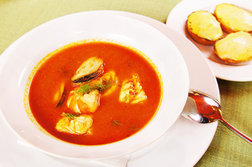 Bouillabaisse - Tomato soup with seafoods