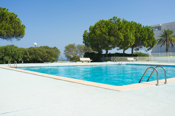 Scenic swimming pool on a summer day